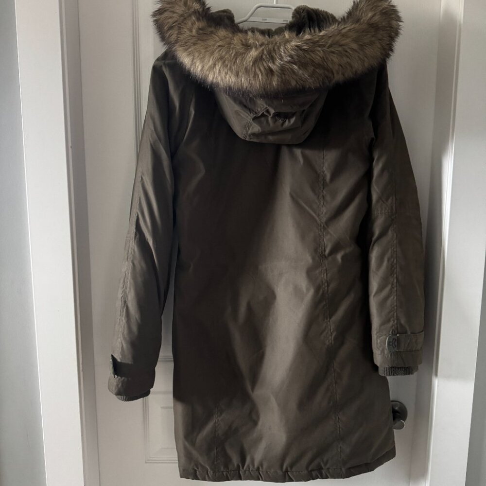 TNA Olive Green Puffer Jacket with Fur Hood - Picture 5 of 8